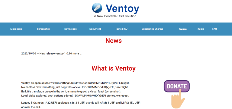 Ventoy Download - Free and Open Source Bootable USB Solution